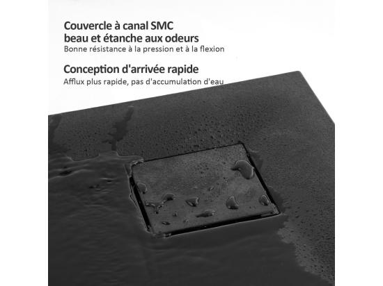 Vente Unique EMKE Receveur De Douche Semi-circulaire Antidérapant SMC Receveur De Douche Noir 90 X 90 Cm