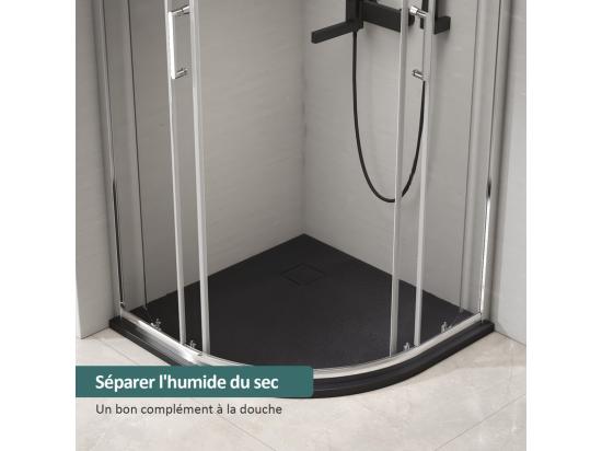 Vente Unique EMKE Receveur De Douche Semi-circulaire Antidérapant SMC Receveur De Douche Noir 90 X 90 Cm