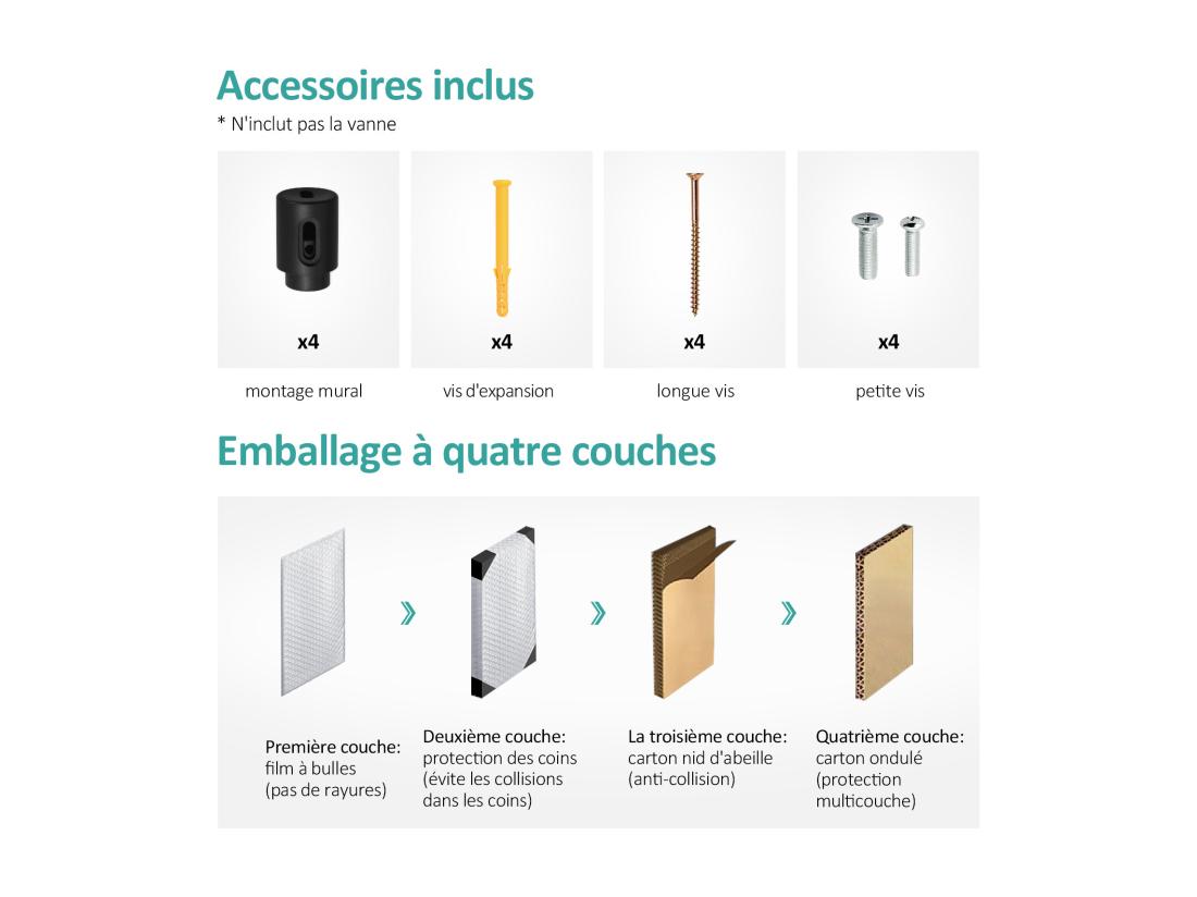 Vente Unique EMKE Sèche-serviettes à Eau Chaude Panneau Plat Sèche-serviettes Connexion Latérale Pour Anthracite 1599x600mm 958Watts