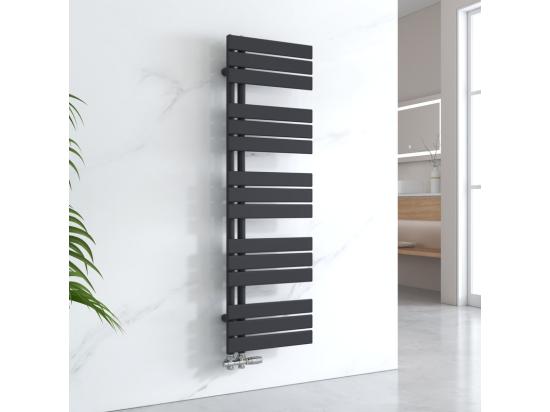 vente unique EMKE Sèche-serviettes à Eau Chaude Panneau Plat Sèche-serviettes connexion latérale pour Noir 1320x400mm 570Watts