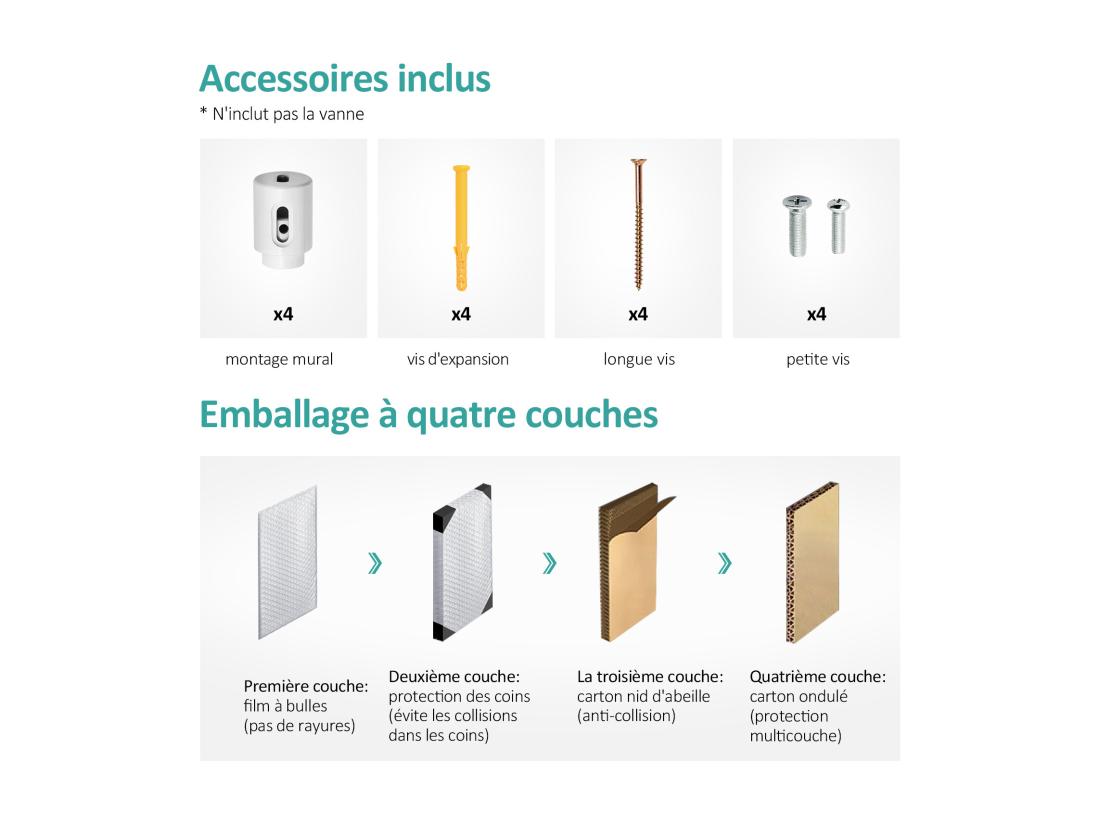 Vente Unique EMKE Sèche-serviettes à Eau Chaude Panneau Plat Sèche-serviettes Connexion Latérale Pour Blanc 1041x500mm 529Watts