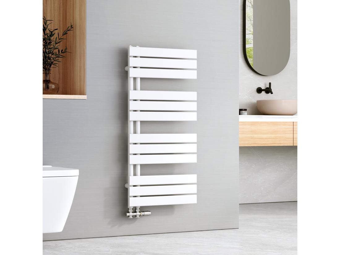 vente unique EMKE Sèche-serviettes à Eau Chaude Panneau Plat Sèche-serviettes connexion latérale pour Blanc 1041x500mm 529Watts
