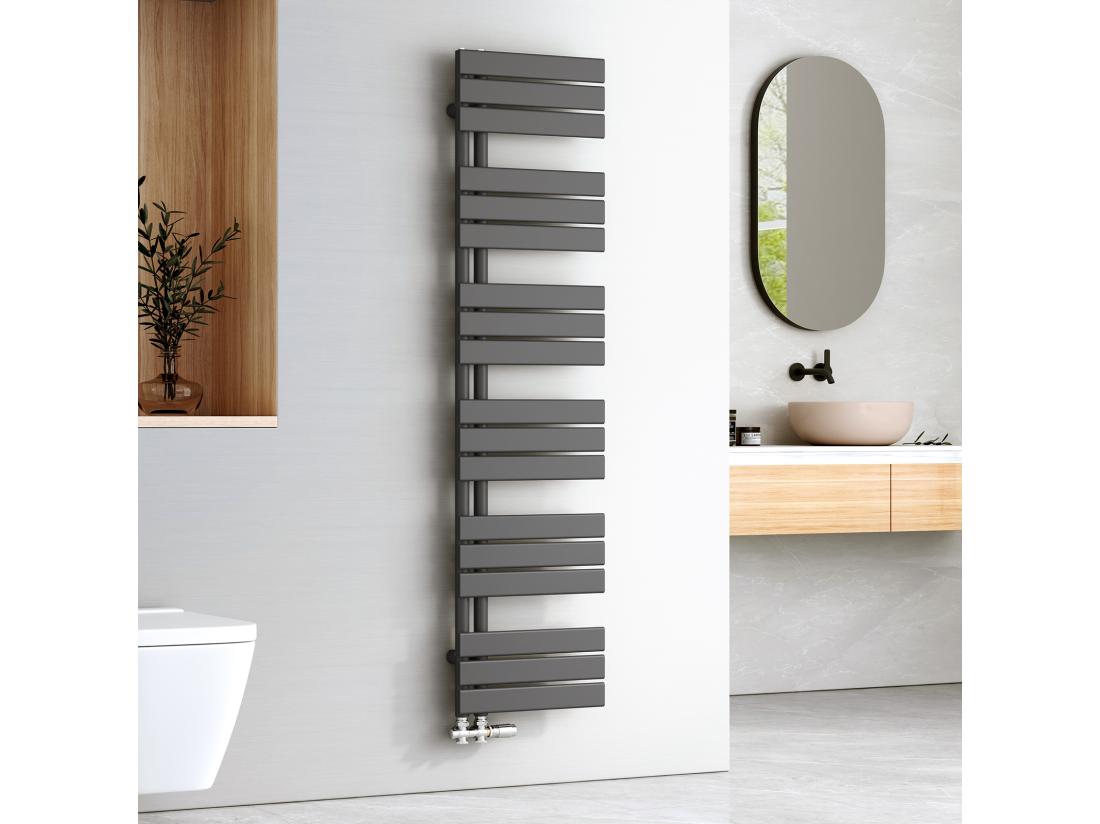 vente unique EMKE Sèche-serviettes à Eau Chaude Panneau Plat Sèche-serviettes connexion latérale pour Anthracite 1599x400mm 718Watts