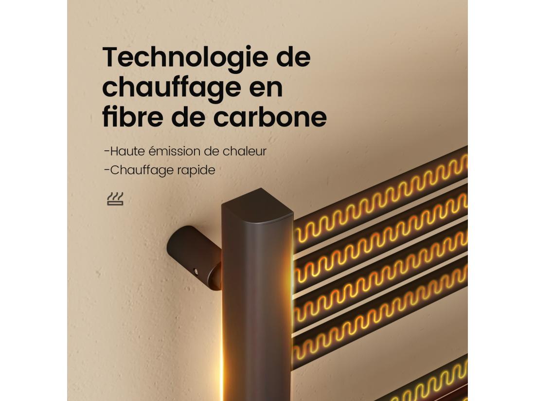 Vente Unique EMKE Sèche-Serviettes Électrique 750 X 400 Mm Porte-serviettes De Salle De Bain électrique Avec Interrupteur Tactile Et Minuterie Noir 180W