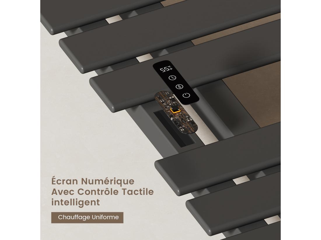 Vente Unique EMKE Sèche-Serviettes Électrique De Salle De Bain 1000 X 500 Mm Porte-serviettes Chauffant électrique Noir 350W Chauffe-serviettes Électrique