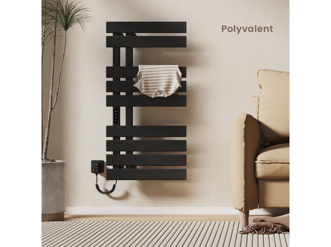 Vente Unique EMKE Sèche-Serviettes Électrique De Salle De Bain 1000 X 500 Mm Porte-serviettes Chauffant électrique Noir 350W Chauffe-serviettes Électrique