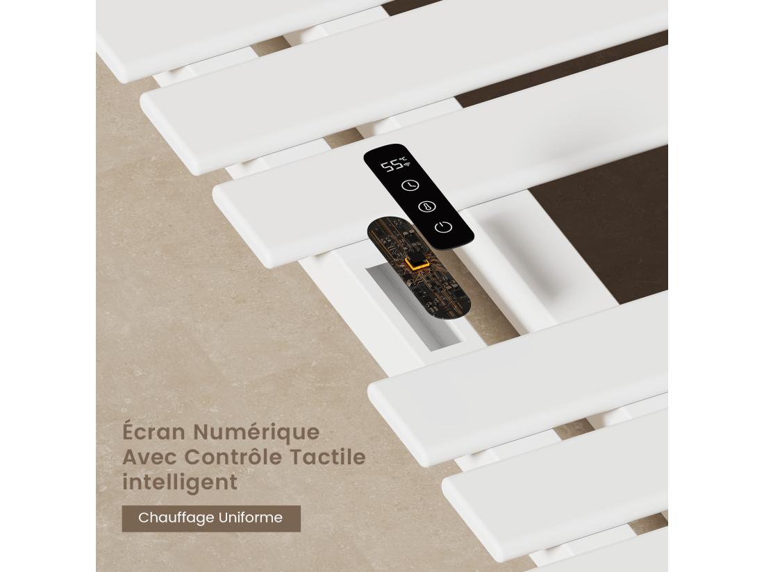 Vente Unique EMKE Sèche-Serviettes Électrique De Salle De Bain 1000 X 500 Mm Porte-serviettes Chauffant électrique Blanc 350W Chauffe-serviettes Électrique