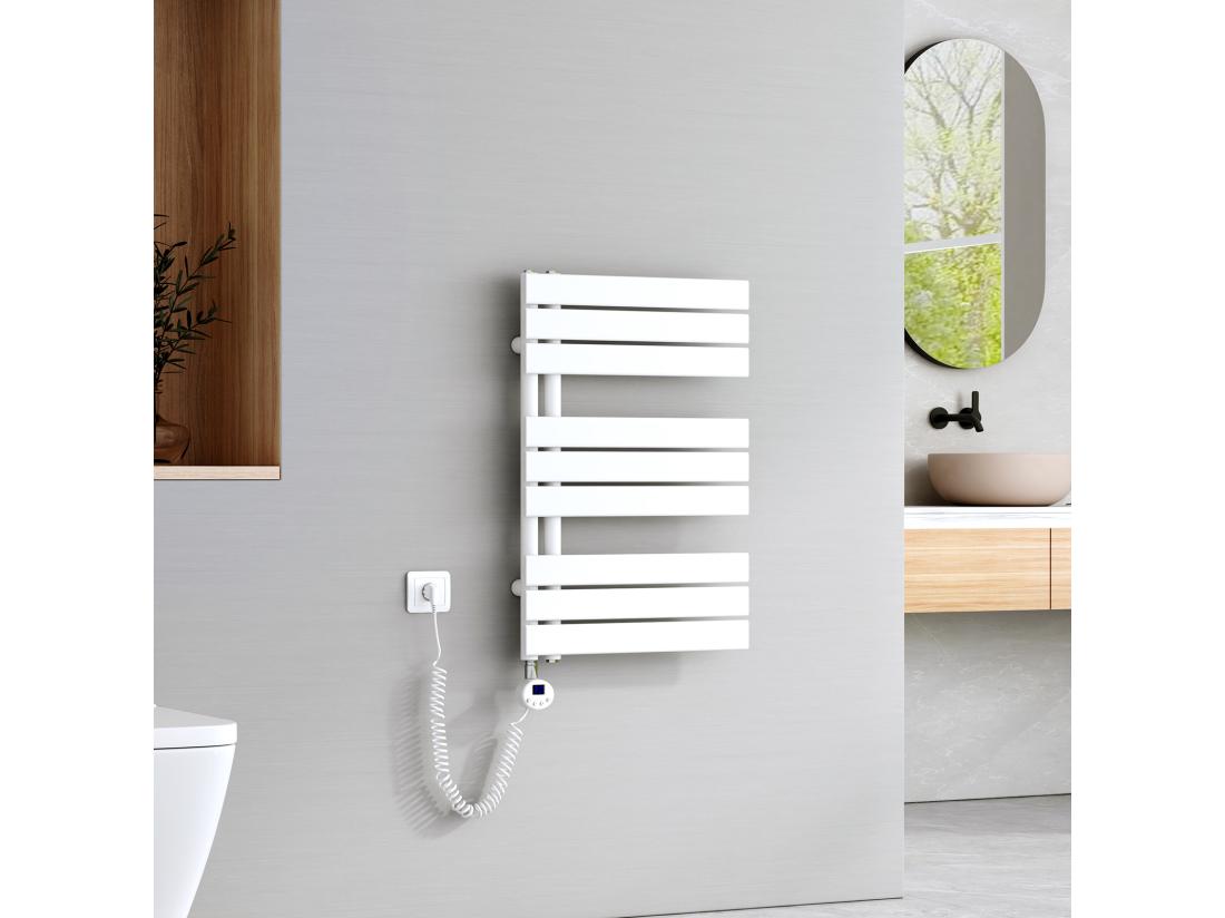vente unique EMKE Sèche-Serviettes Électrique Panneau avec élément chauffant thermostat baguette chauffante avec minuterie Blanc 762x500mm 400W