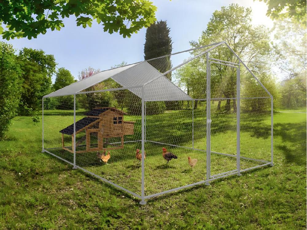 Vente Unique Enclos à Poules 12 M² Parc Grillagé 4 X 3 X 2 M Acier Galvanisé