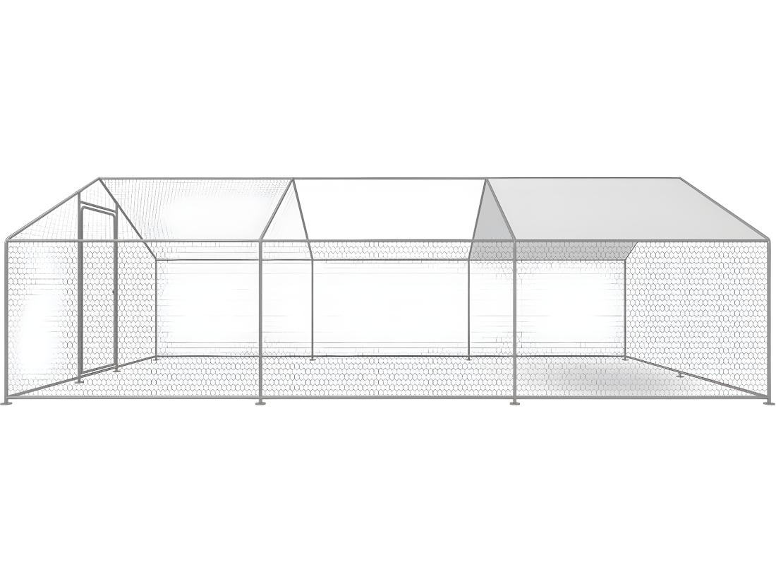 Vente Unique Enclos à Poules 18 M² Parc Grillagé 6 X 3 X 2 M Acier Galvanisé
