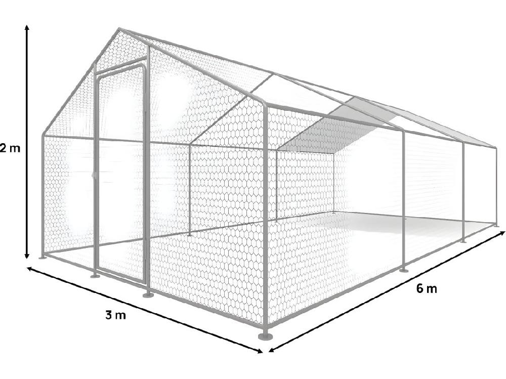 vente unique Enclos à poules 18 m² parc grillagé 6 x 3 x 2 M acier galvanisé