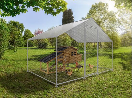 Vente Unique Enclos à Poules 6 M² Parc Grillagé 2 X 3 X 2 M Acier Galvanisé