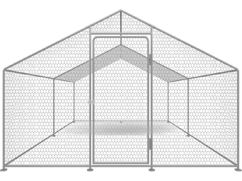 Vente Unique Enclos à Poules 9 M² Parc Grillagé 3 X 3 X 2 M Acier Galvanisé