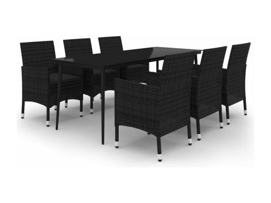 Vente Unique Ensemble à Dîner De Jardin Coussins 7 Pièces Résine Tressée Verre