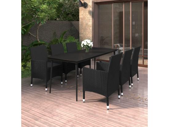 vente unique Ensemble à dîner de jardin coussins 7 pièces Résine tressée Verre