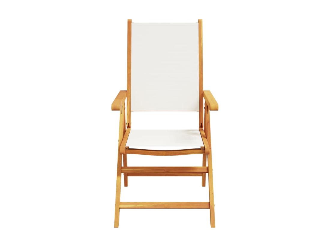 Vente Unique Ensemble à Manger De Jardin 7 Pcs Blanc Crème Tissu Bois Massif