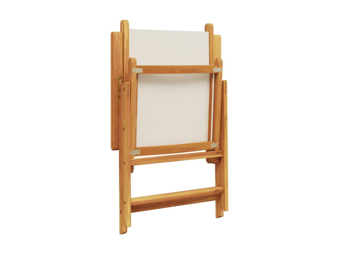 Vente Unique Ensemble à Manger De Jardin 7 Pcs Blanc Crème Tissu Bois Massif