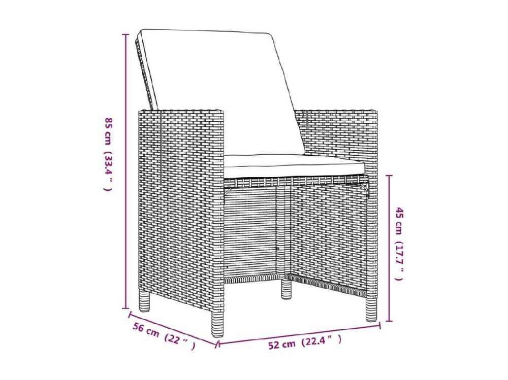 Vente Unique Ensemble à Manger De Jardin Et Coussins 5 Pcs Poly Rotin Beige