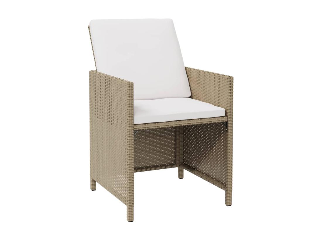 Vente Unique Ensemble à Manger De Jardin Et Coussins 5 Pcs Poly Rotin Beige