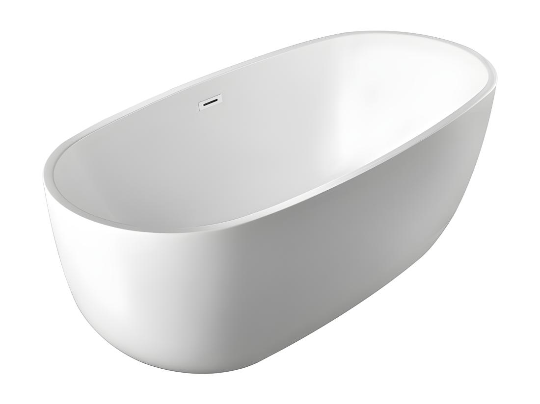 Vente Unique Ensemble Baignoire îlot Blanche NICA + Robinet Mitigeur Sur Pied HARU