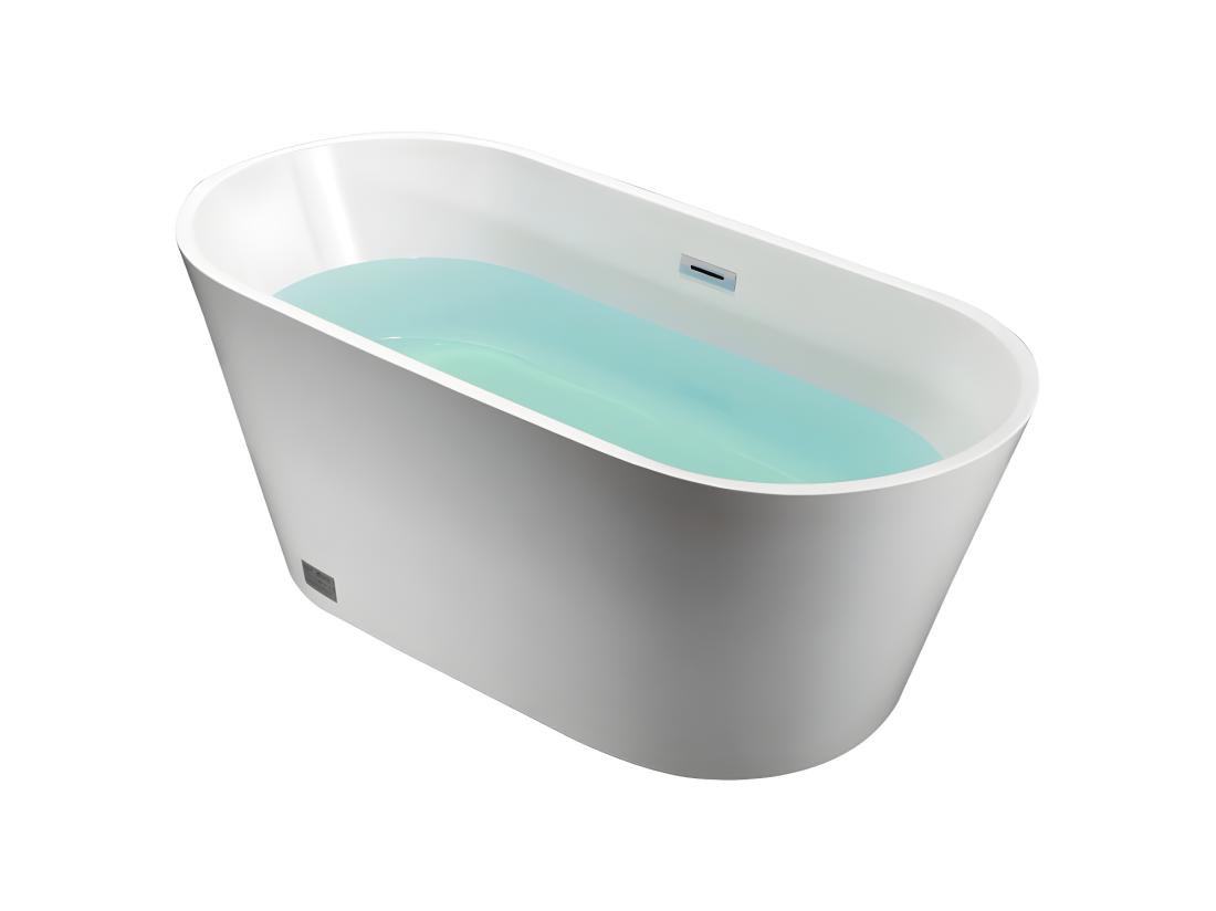 Vente Unique Ensemble Baignoire îlot Blanche TWIGGY + Robinet Mitigeur Sur Pied HARU