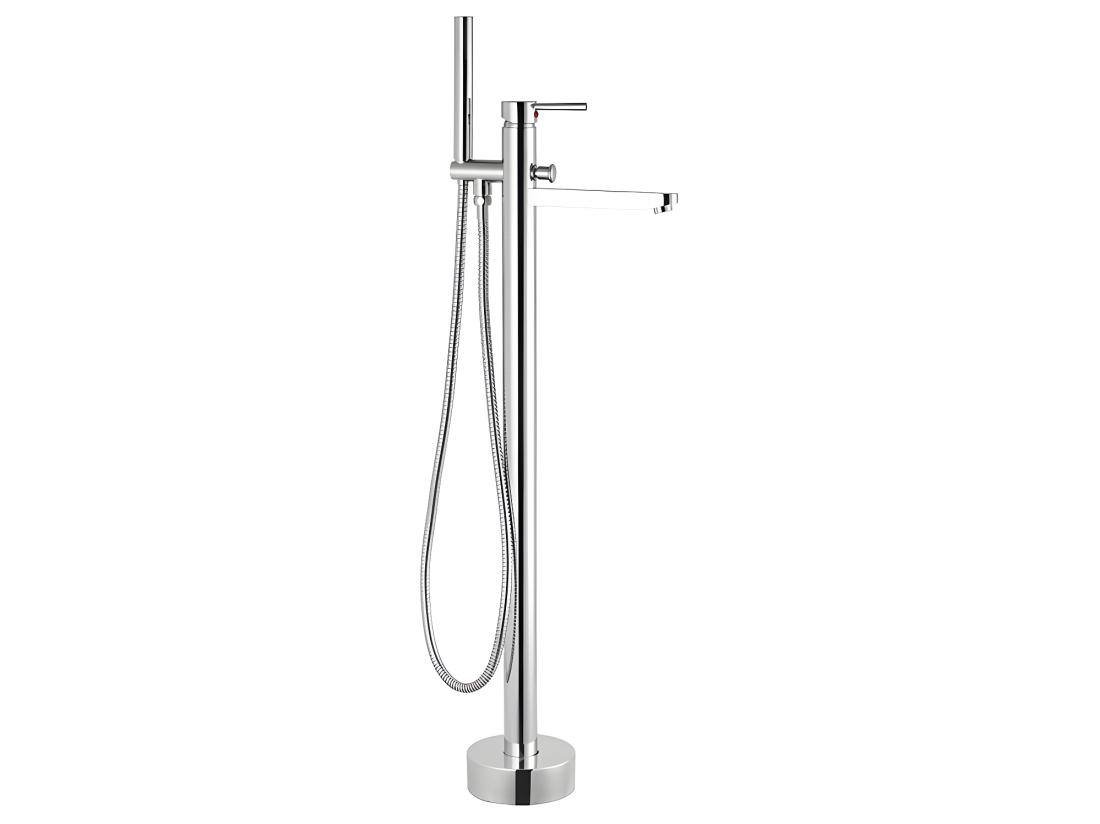 Vente Unique Ensemble Baignoire îlot Blanche TWIGGY + Robinet Mitigeur Sur Pied HARU