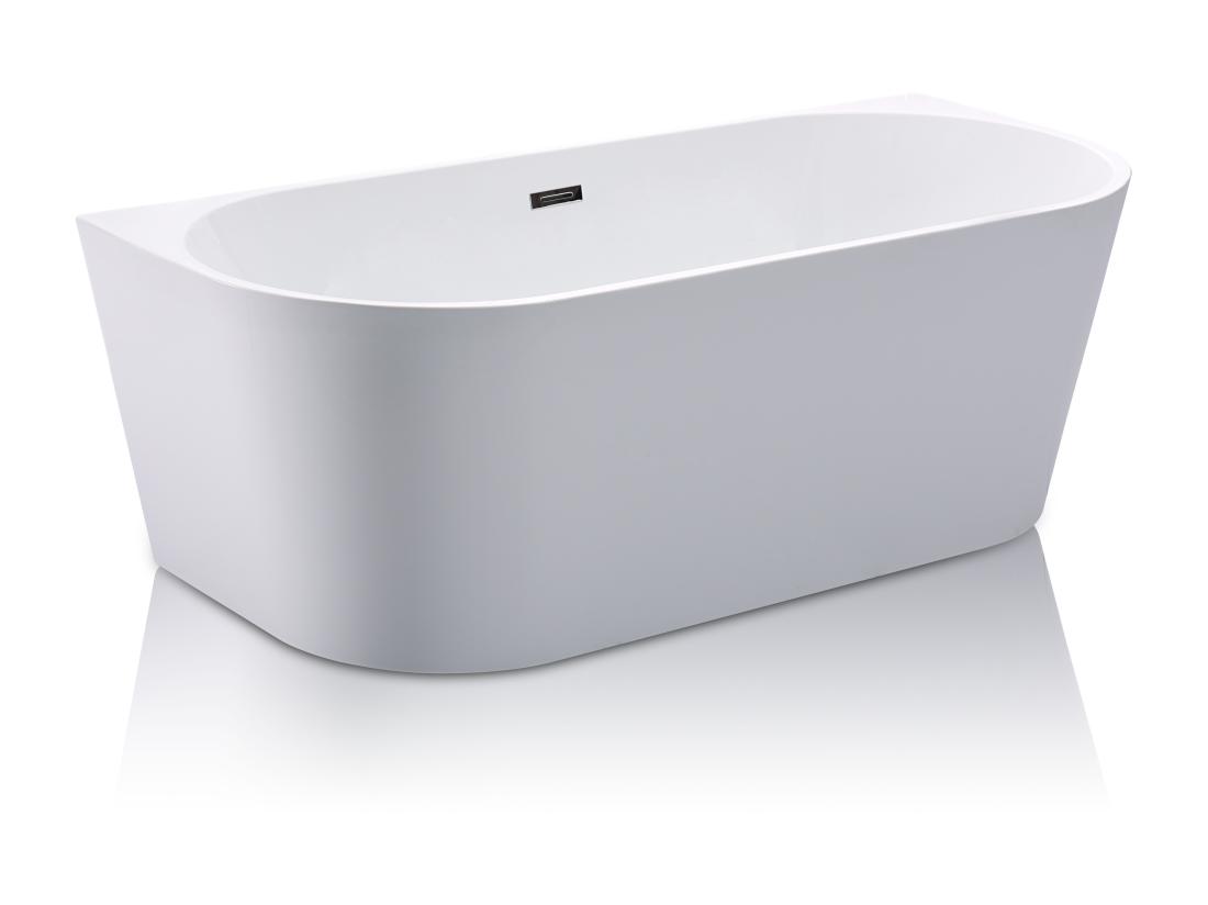 Vente Unique Ensemble Baignoire Semi îlot Blanche 245L + Robinet Mitigeur Sur Pied DIVINA