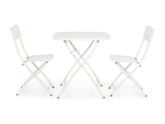 Vente Unique Ensemble Bistrot Avec Table Et 2 Chaises En Acier Blanc - YVONNE