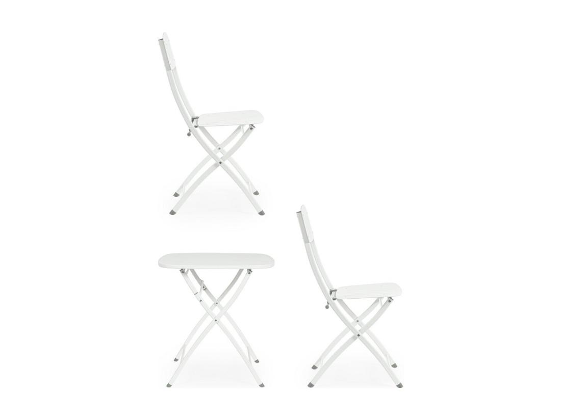 Vente Unique Ensemble Bistrot Avec Table Et 2 Chaises En Acier Blanc - YVONNE