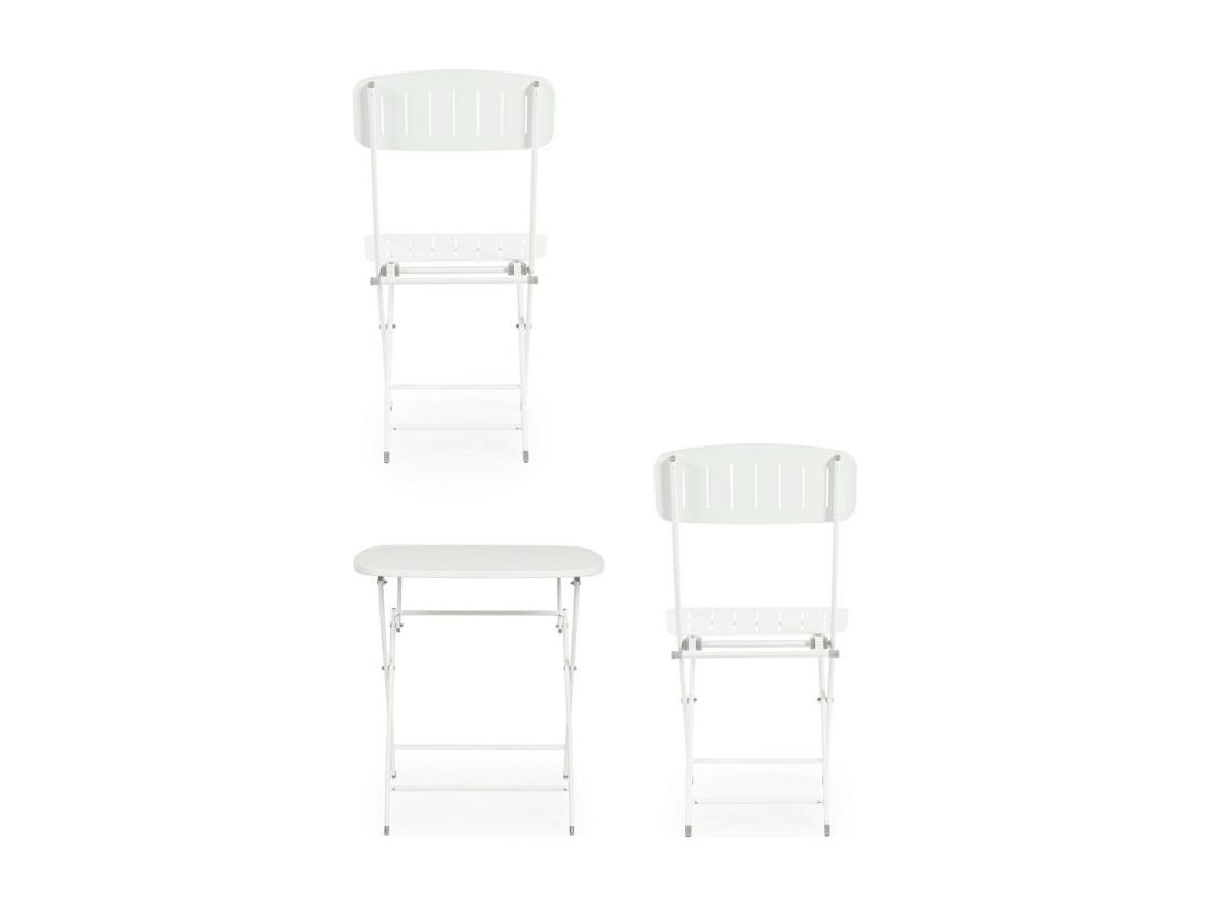 Vente Unique Ensemble Bistrot Avec Table Et 2 Chaises En Acier Blanc - YVONNE