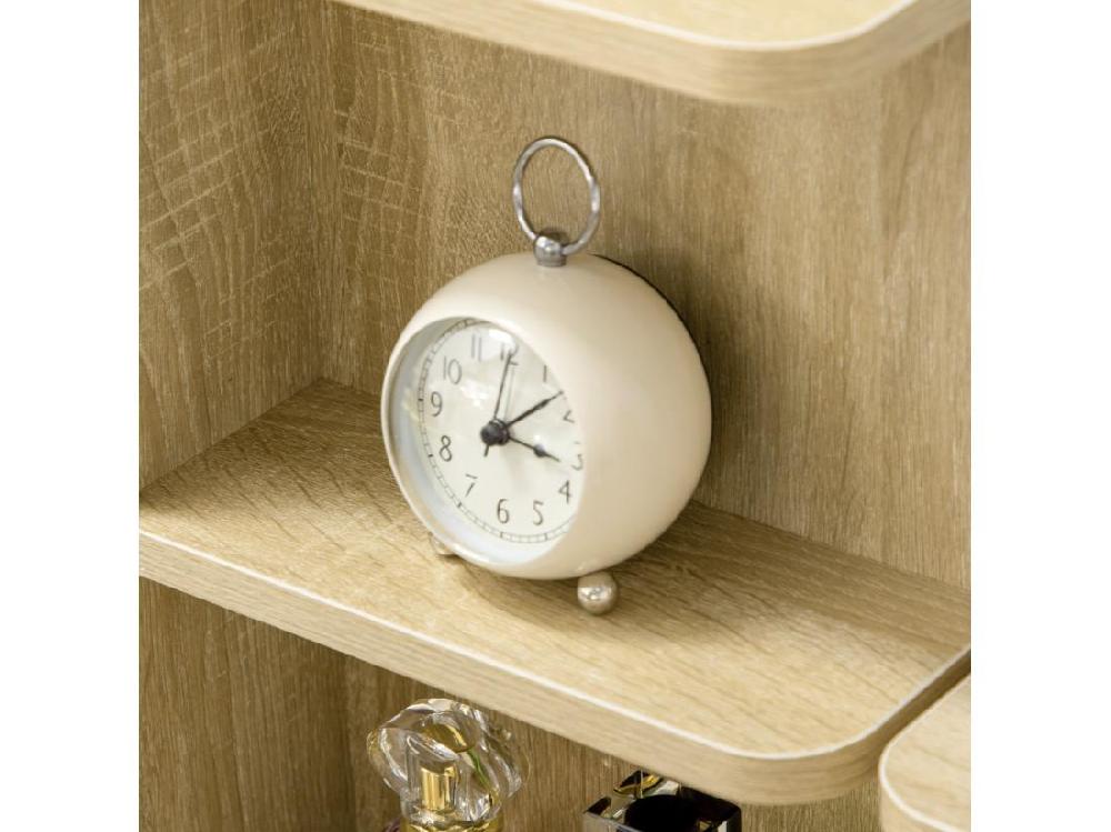 Vente Unique Ensemble Coiffeuse Tabouret Design Contemporain Multi-rangement 4 Tiroirs 4 étagères Grand Miroir Aspect Chêne Clair Blanc