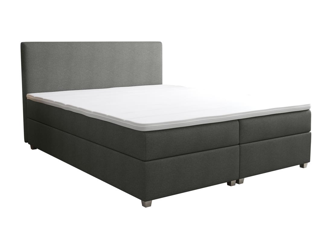 Vente Unique Ensemble Complet Boxspring Tête De Lit + Sommier + Matelas + Surmatelas - 180 X 200 Cm - Tissu - Anthracite - ONAN De YSMÉE