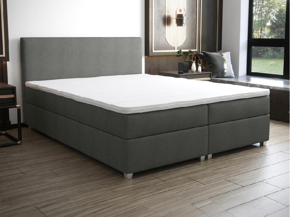 vente unique Ensemble complet boxspring tête de lit + sommier + matelas + surmatelas - 180 x 200 cm - Tissu - Anthracite - ONAN de YSMÉE