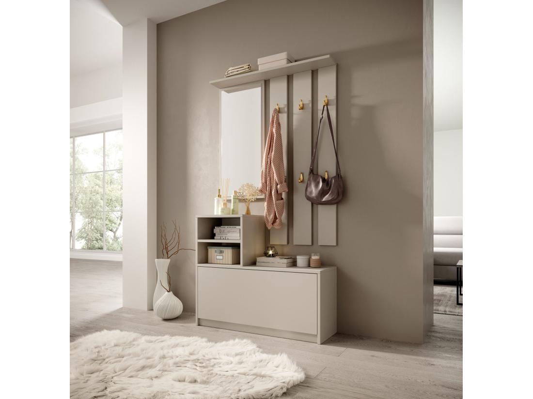 Vente Unique Ensemble D'entrée Avec Miroir - 85 Cm - Cachemire - YESFIR