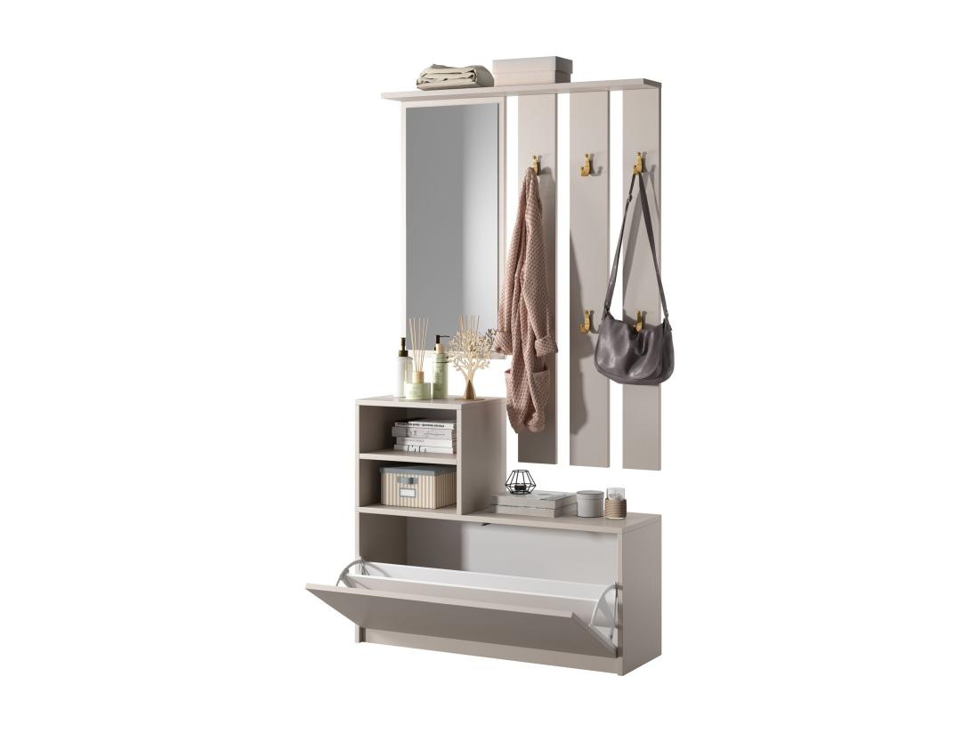 Vente Unique Ensemble D'entrée Avec Miroir - 85 Cm - Cachemire - YESFIR