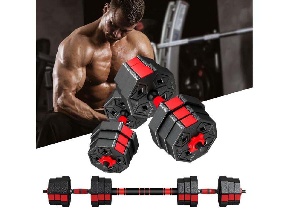 Vente Unique Ensemble D'haltère Courtes Ou Longues Ou Kettlebell 3 En 1 Haltère Réglable 20kg Pour Adaptés Au Fitness à Domicile Et à La Musculation
