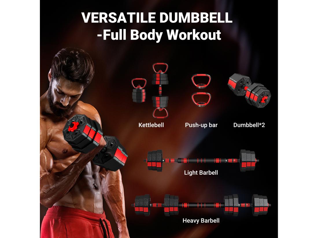 vente unique Ensemble d'haltère courtes ou longues ou kettlebell 3 en 1 Haltère réglable 20kg pour Adaptés au Fitness à Domicile et à la Musculation