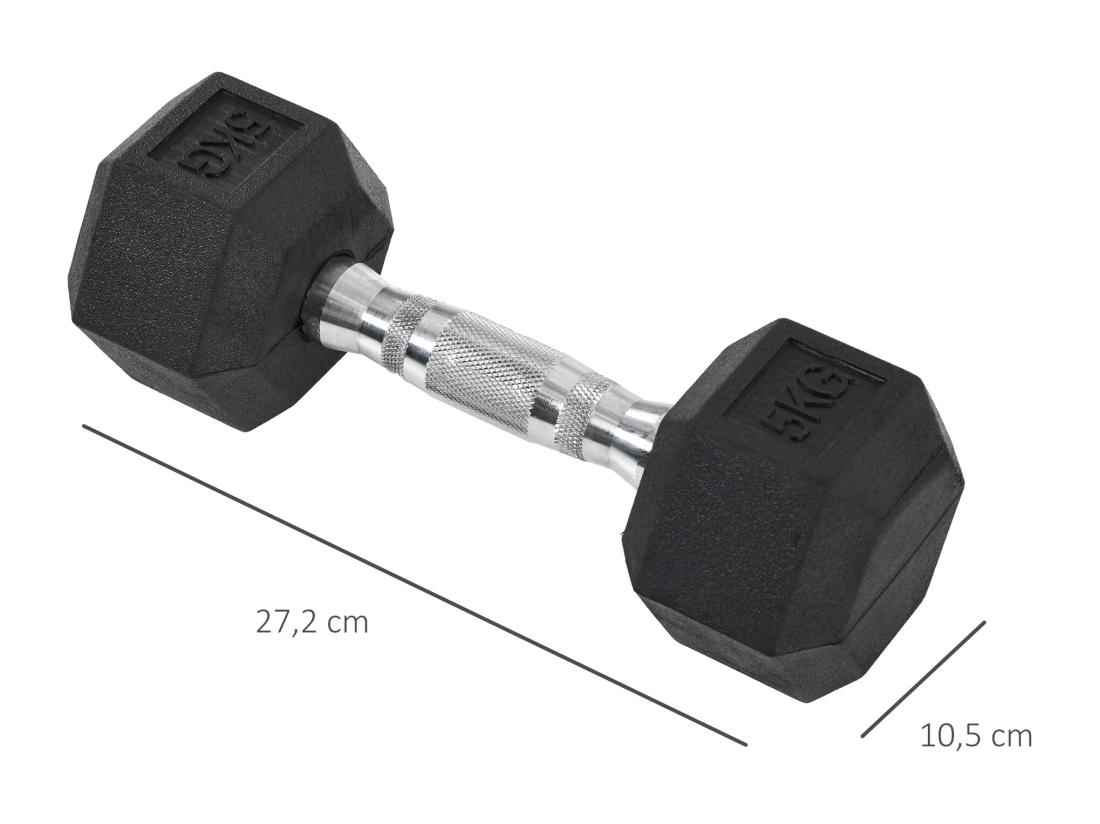 Vente Unique Ensemble D'haltères Courtes Total 10 Kg - Entraînement Musculaire & Haltérophilie - Acier Caoutchouc Noir