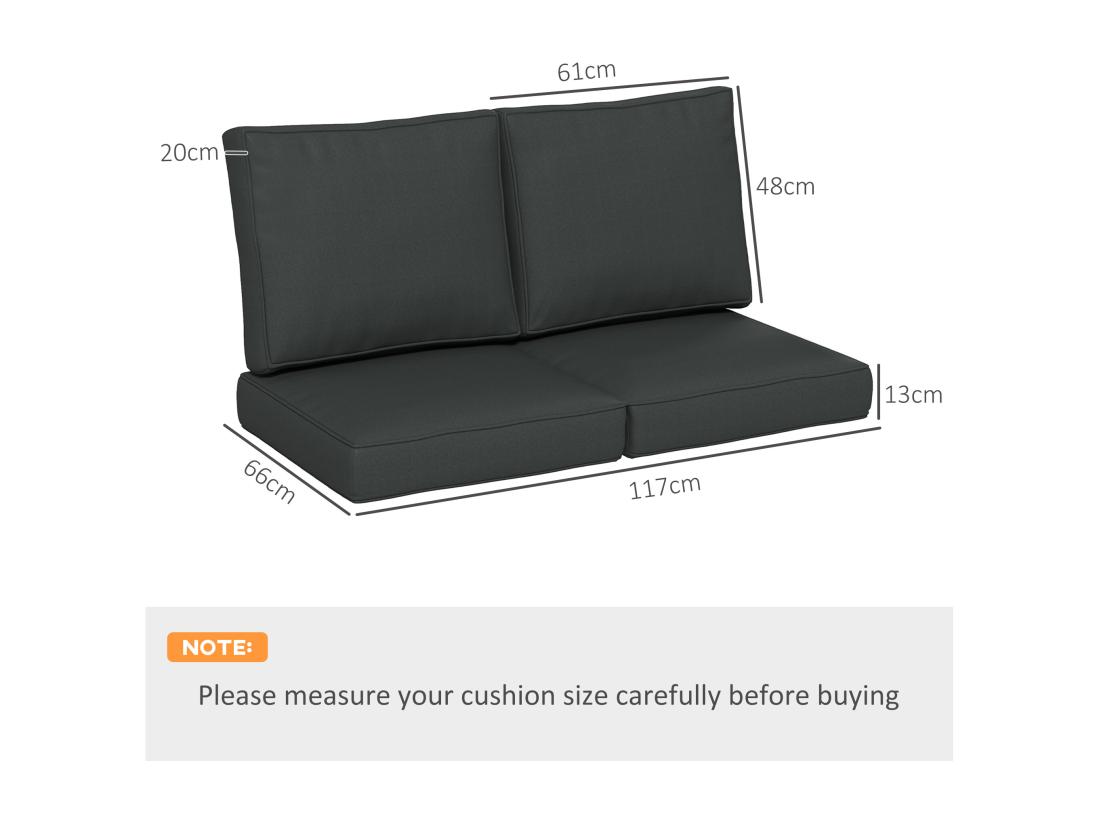 Vente Unique Ensemble De 3 Coussins D'extérieur - Coussin D'assise 2 Coussins Dossier - Déhoussables Gris