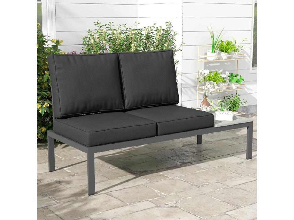 vente unique Ensemble de 3 coussins d'extérieur - coussin d'assise 2 coussins dossier - déhoussables gris