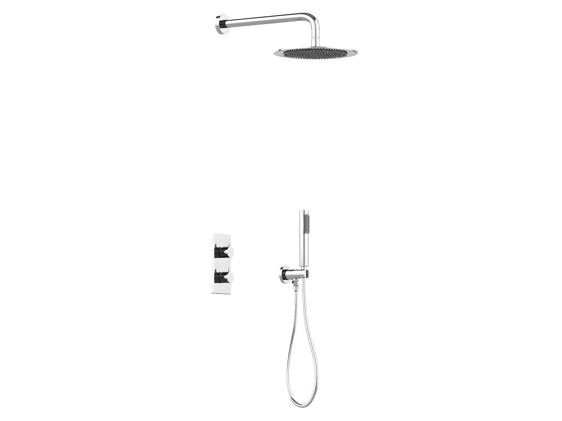 Vente Unique Ensemble De Douche Encastrable Avec Mitigeur Thermostatique - Couleur Nickel Brossé - TIMAVO