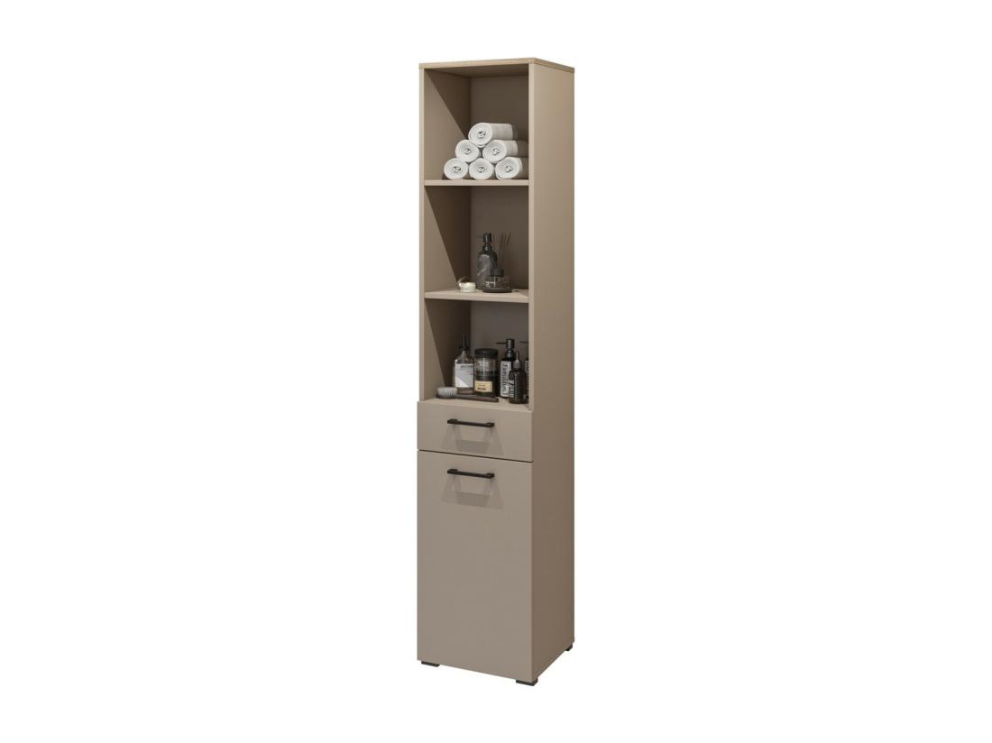 Vente Unique Ensemble De Meuble De Rangement Pour Machine à Laver Collection WASHING – Meuble Bas Et Meuble Haut – Taupe Et Chêne