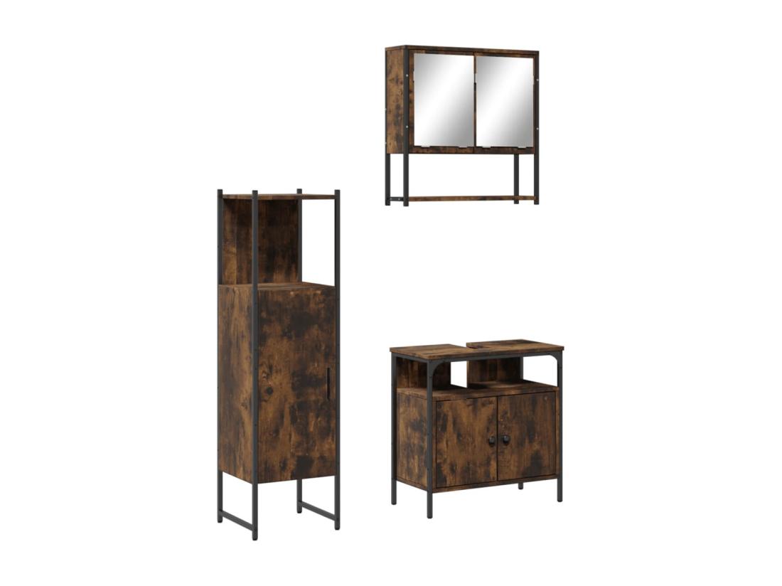 Vente Unique Ensemble De Meubles De Salle De Bain 3 Pcs Chêne Fumé