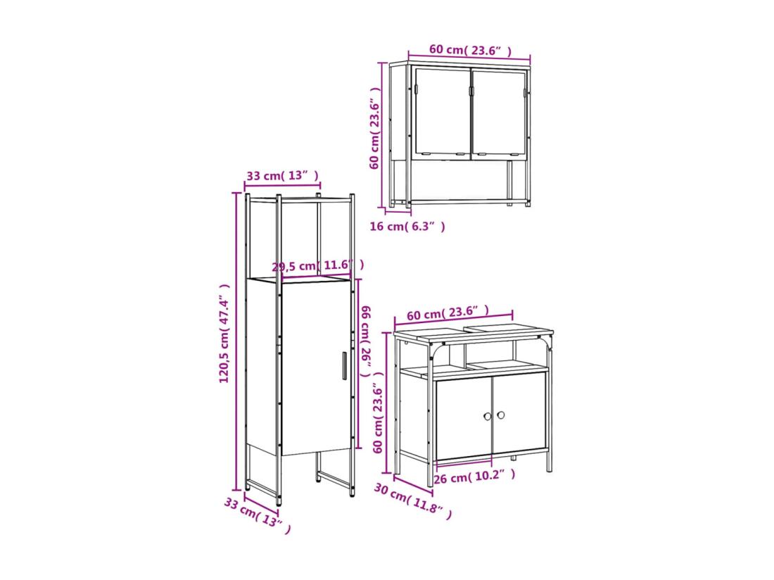 Vente Unique Ensemble De Meubles De Salle De Bain 3 Pcs Chêne Fumé
