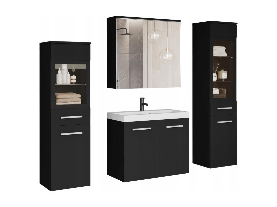 Vente Unique Ensemble De Meubles De Salle De Bain Avec Lavabo Noir Graphite