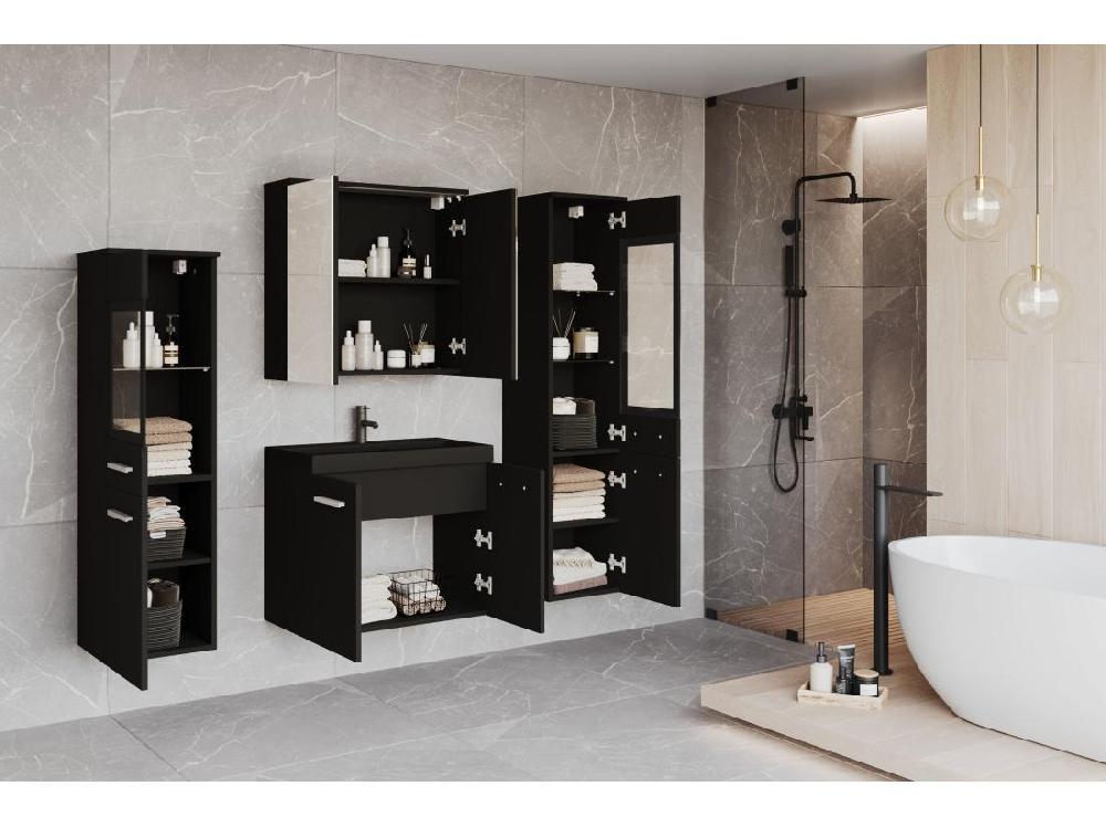 Vente Unique Ensemble De Meubles De Salle De Bain Avec Lavabo Noir Graphite
