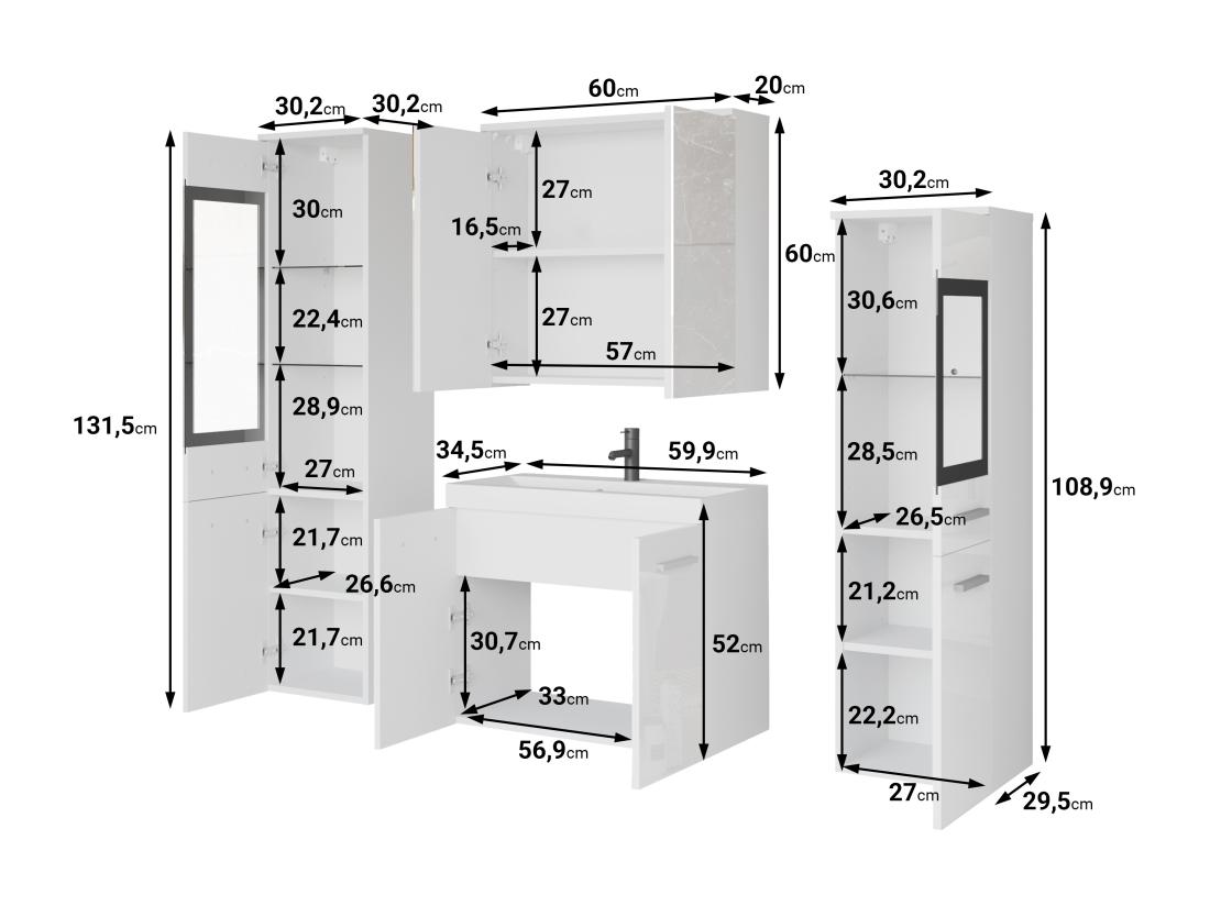 Vente Unique Ensemble De Meubles De Salle De Bain Avec Lavabo Noir Graphite