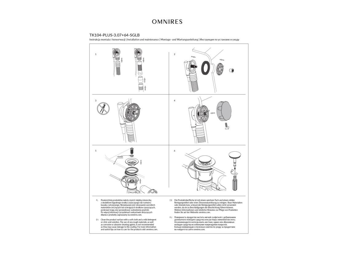 Vente Unique Ensemble De Vidange De Baignoire Avec Bonde Extra-plat En Laiton - Or Brossé