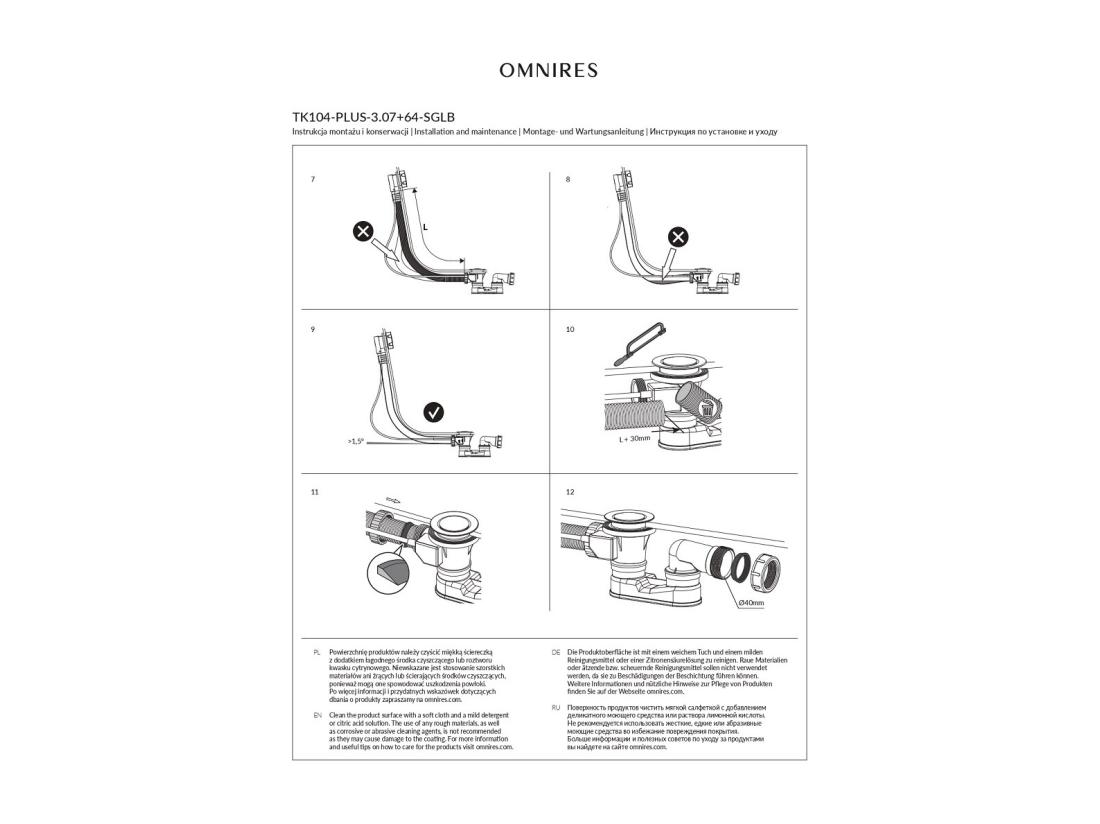 Vente Unique Ensemble De Vidange De Baignoire Avec Bonde Extra-plat En Laiton - Or Brossé