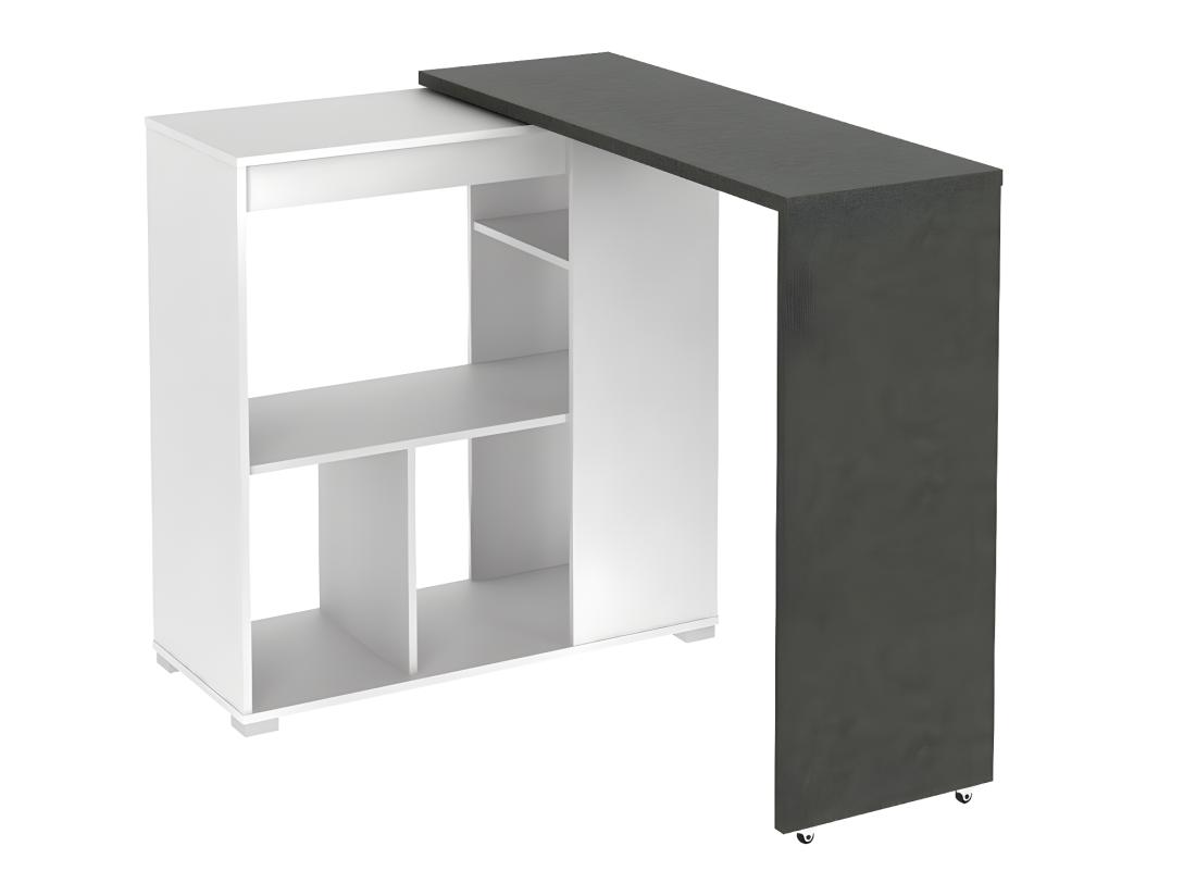 Vente Unique Ensemble "Mange Debout" : Meuble De Bar SATURNE + 2 Tabourets De Bar CALAS - Blanc Et Béton